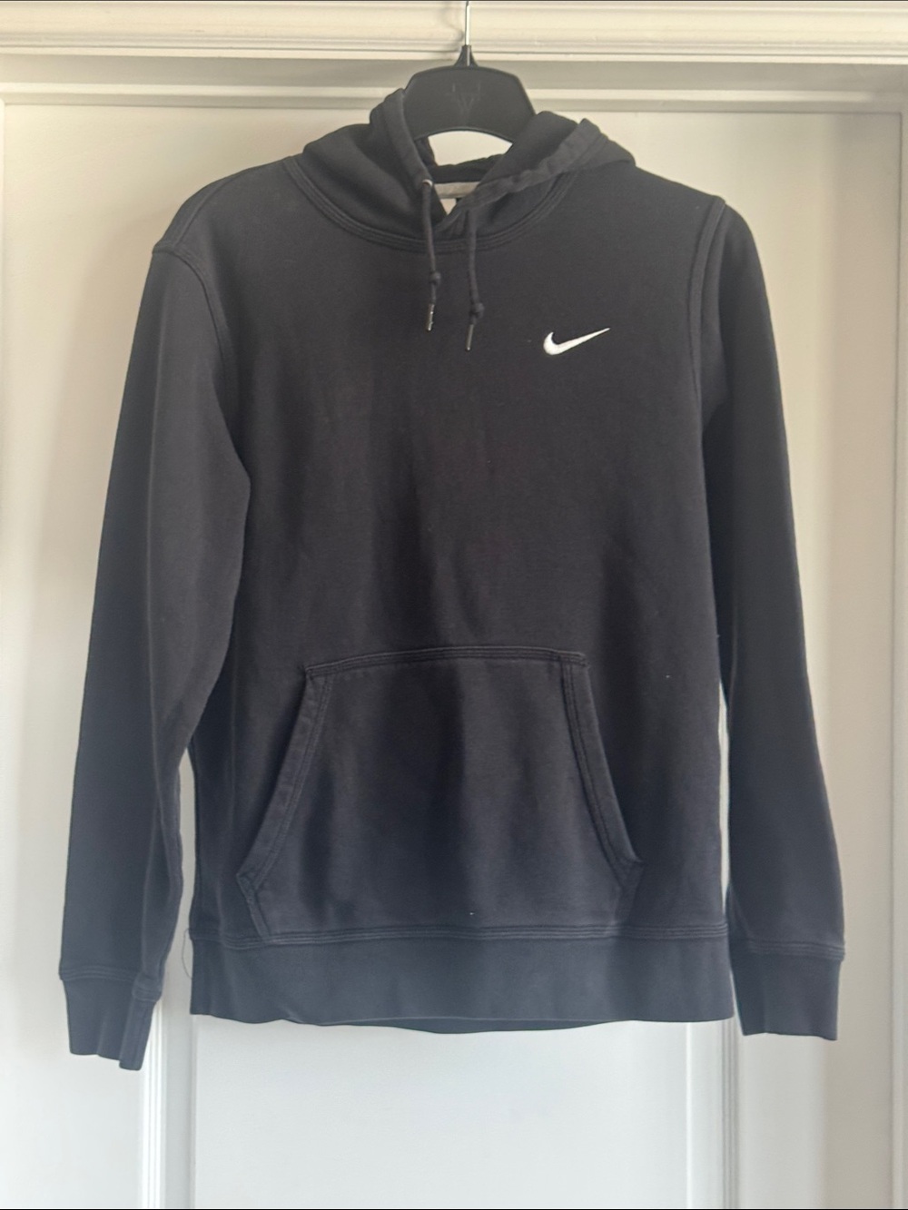 Nike Black Hoodie with White Swoosh - Men's Pullover